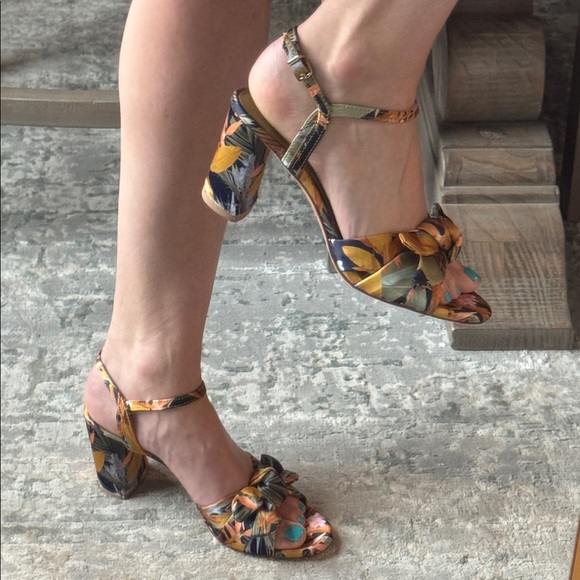 Antonio Melani Summer Spring Floral Block Heel Bow Round Toe Sandals - Picture 4 of 11
